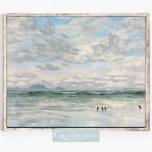 Vintage Ocean Painting, Coastal Seascape Print, PRINTABLE Wall Art, DIGITAL DOWNLOAD