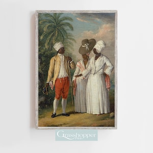Vintage Portrait of Lady, Black Woman Print, Antique Caribbean Painting, PRINTABLE Wall Art, Digital DOWNLOAD