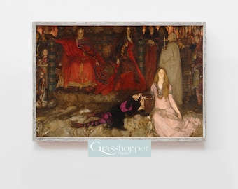 Pintura de Hamlet y Ofelia, escena de la obra de Shakespeare, impresiones de arte literario clásico, arte mural imprimible, descarga digital