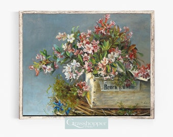 Flower Oil Painting, Antique Floral Prints, Vintage Flowers, PRINTABLE Wall Art, Digital DOWNLOAD