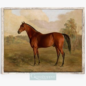 Caballo en pintura de campo, impresión de caballo vintage, arte ecuestre antiguo, arte de pared imprimible, DESCARGA digital