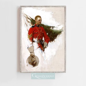 Vintage Oil Painting of Man, Canadian Mountie Portrait, PRINTABLE Wall Art, DIGITAL DOWNLOAD