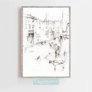 Vintage Sketch Print, Antique Drawing, Artist Study of London, PRINTABLE Wall Art, Digital DOWNLOAD
