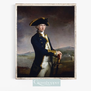 Vintage Portrait of Captain, Gentleman Admiral Painting, Nautical Wall Decor, PRINTABLE Wall Art, Digital DOWNLOAD