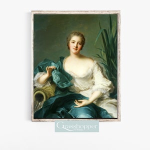 Vintage Portrait, Antique Oil Painting, Rococo Woman, PRINTABLE Wall Art, Digital DOWNLOAD