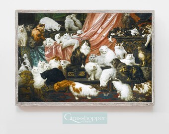 Vintage Cat Painting, Antique Animal Prints, Cat Portrait, PRINTABLE Wall Art, Digital DOWNLOAD