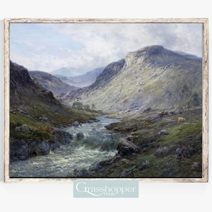 Schottische Highlands Landschaft, Vintage Schottland Landschaft Druck, Outlander Wandkunst, DRUCKBARE Dekoration, DIGITALER DOWNLOAD