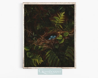 Bird's Nest Print, Vintage Tree Painting, Nature Still Life, PRINTABLE Wall Art, Digital DOWNLOAD