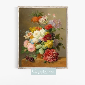 Still Life Flowers, Antique Roses Painting, Floral Prints, Botanical Wall Art, PRINTABLE Decor, Digital DOWNLOAD