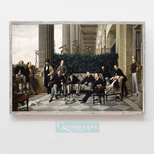 Men's Club Portrait, Gentleman Print, Social Club Gathering, antikes Ölgemälde, DRUCKBARE Dekoration, DIGITALER DOWNLOAD