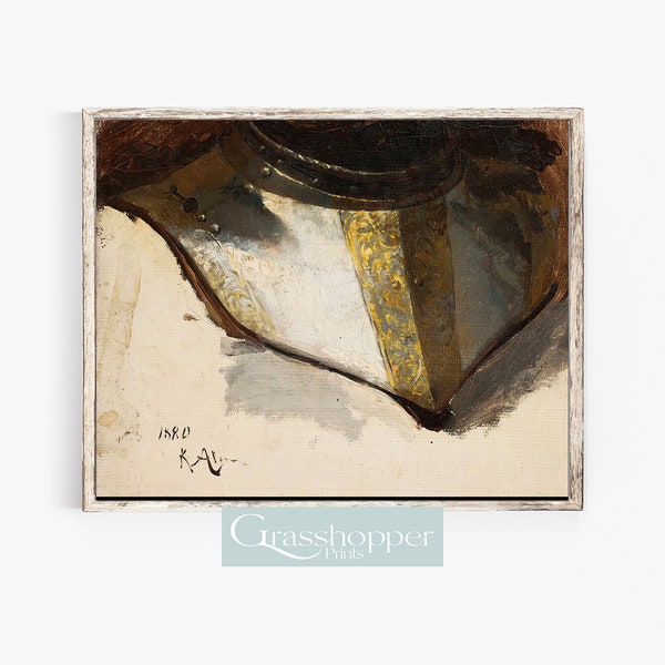 Vintage Knight's Armour, Artist Sketch, Oil Painting Study, Medieval Prints, PRINTABLE Decor, DIGITAL DOWNLOAD