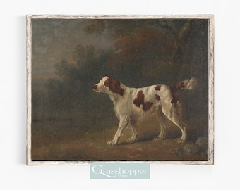 Antique Dog Print, Vintage Animal Painting, English Setter, PRINTABLE Wall Art, Digital DOWNLOAD