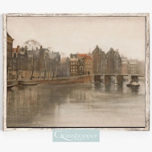 Vintage Amsterdam Print, Dutch Canals Watercolour, Antique Watercolour, European Wall Decor, PRINTABLE Art, DIGITAL DOWNLOAD