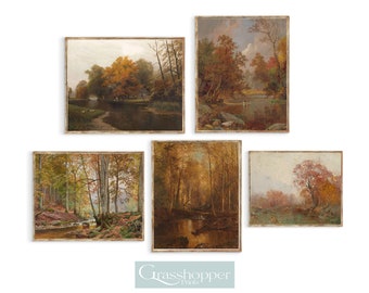 Rustic Autumn Wall Gallery Set, Vintage Landscape Prints, Printable Country Decor, DIGITAL DOWNLOAD