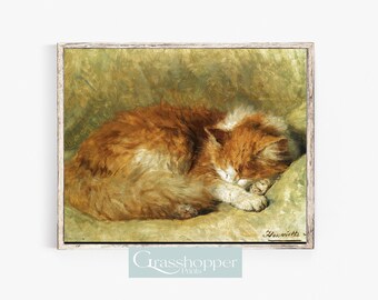 Orange Cat Print, Vintage Ginger Cat Painting, PRINTABLE Wall Art, Digital DOWNLOAD