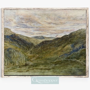 Wales Landscape Print, Welsh Mountains Scenery, Vintage Watercolour Artwork, PRINTABLE Wall Decor, DIGITAL DOWNLOAD