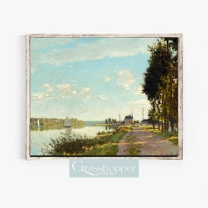 Monet Painting | Riverside Path, Vintage Painting, Coastal Landscape Prints, PRINTABLE Wall Art, Digital DOWNLOAD