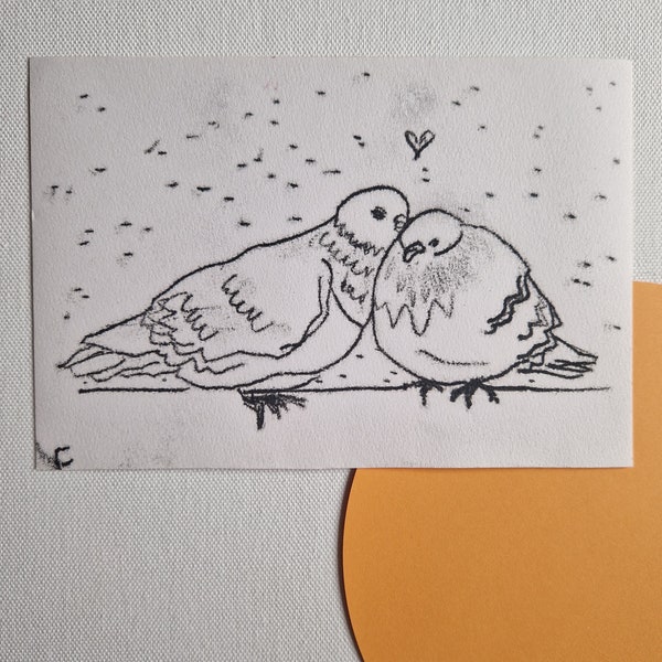 Taube Monoprint - Unikat für Voglfriends