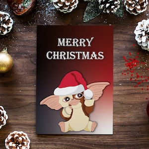 Carte de Noël Gizmo/film Gremlins/rigolo mignon/années 80