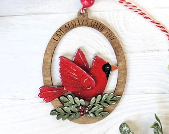 Hand-Painted Cardinal Ornament Collection | Wooden Cardinal Memorial & Christmas Decor