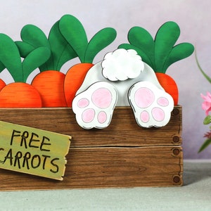 Easter Bunny Carrot Crate | Wood Bunny | Shelf Sitter Bunny | Wood Carrots| Easter Decor | Spring Decor | Cute Shelf Decor