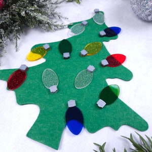 Acrylic Christmas Lights and Felt Tree Sensory Set - Imaginative Play and Counting Fun | Loose Parts | Math Manipulatives