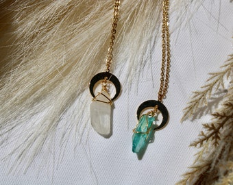 Moon Fairy-ketting draadgewikkeld kristalkwarts aanslagbestendig waterdicht 18k goud Magical Fairy