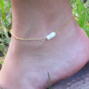 Crystal ANKLET |  Rectangular Crystal Gemstone Anklet  Adjustable | 18k Gold | Stainless Steel | tarnish proof | watetproof | summer | Beach