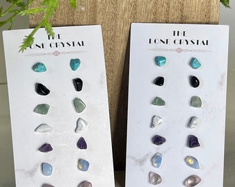 Healing Crystal Studs Pack Hypoallergenic Polished Gemstone Earrings third hole earring