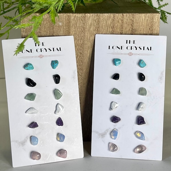 Healing Crystal Studs Pack Hypoallergenic Polished Gemstone Earrings third hole earring