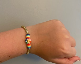 rainbow smiley sun bracelet