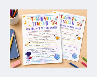 Merci, professeur à imprimer, activité à remplir sur le thème de l'espace pour les enfants (PDF à remplir)