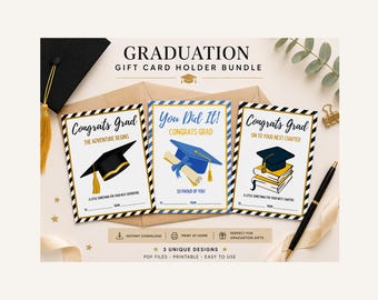 Porte-cartes cadeau de remise des diplômes, 3 modèles à imprimer, carte de félicitations pour l'obtention du diplôme, promotion 2026, porte-monnaie à remplir au format PDF