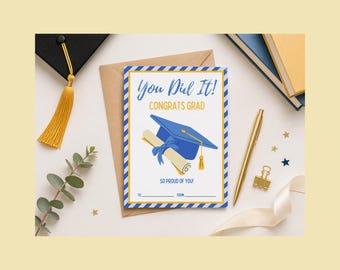 Porte-cartes cadeau imprimable pour l'obtention du diplôme, Félicitations pour votre diplôme, promotion 2026, Porte-monnaie, Téléchargement instantané, PDF à remplir