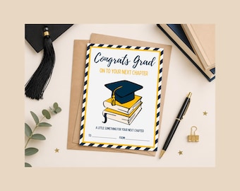 Porte-cartes cadeau de remise des diplômes imprimable, Félicitations pour votre diplômé, Passons au chapitre suivant, promotion 2026, téléchargement immédiat, PDF à remplir