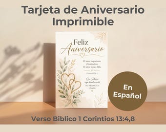 Tarjeta Feliz Aniversario en Español, Tarjeta Imprimible 5 x 7, JW Versículo Bíblico Amor, Descarga numérique PDF imprimable