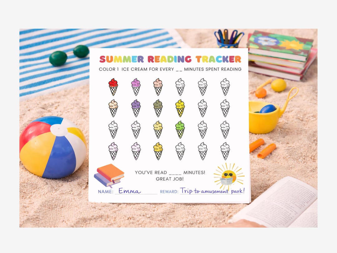 Summer Reading Tracker for Kids | Blank Minutes Challenge | Coloring ...