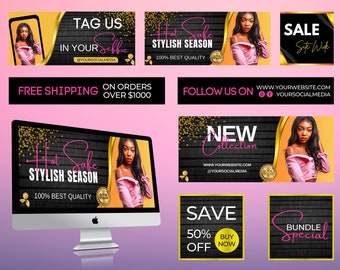 Editable Website Banner Template, Web Banners, Business Website Banners, Hair Beauty Web Banner Template Shopify Web Banner, Hair Business