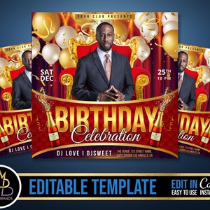 Editable Social Media Flyer, DIY Canva Template, Birthday Party Event, Editable Canva Template, Club Party flyer, Birthday Invitation Invite