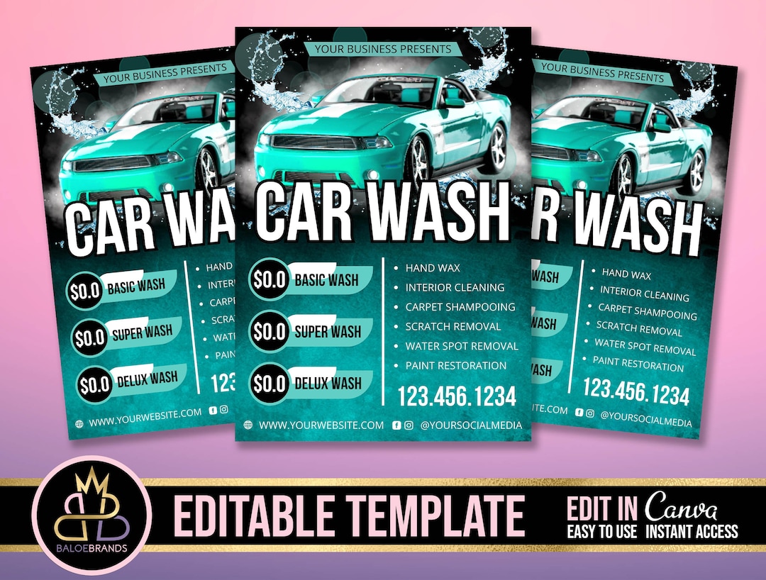 Car Wash Flyer, Editable Template, Car Detailing Flyer, Car Wash Post Car Wash Flyer, Editable Template, Car Detailing Flyer, Car Wash Post