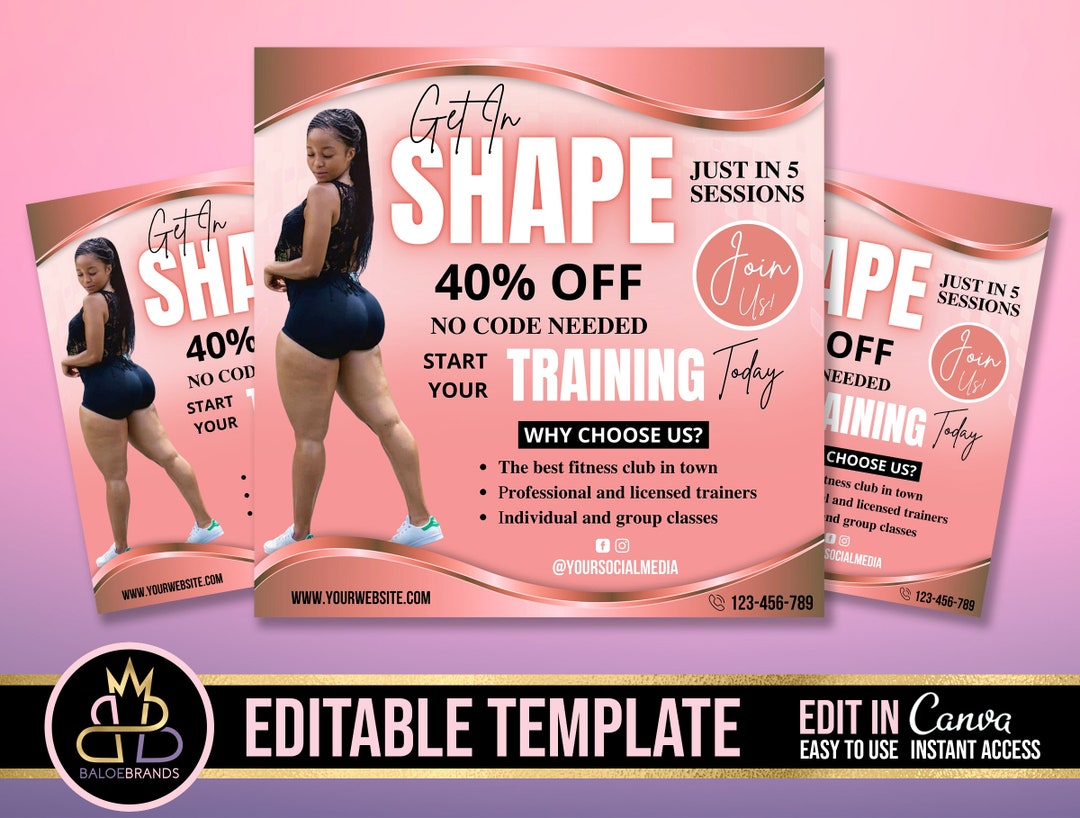 Editable Canva Fitness Template DIY Gym Workout Flyer Etsy