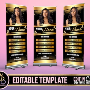 Retractable Banner Template Canva, Roll Up Banner Editable Template, DIY Retractable Banner, Pop Up Banner Pop Up Shop Custom Roll Up Banner
