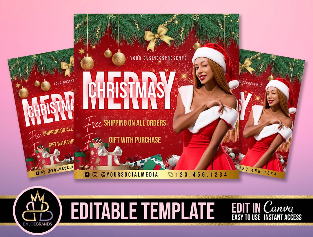 Christmas Sale Flyer, Christmas Flyer, Holiday Instagram Social Media