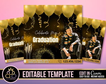 Graduation Party, Graduation Flyer, Editable Template, Graduation Invitation, Congrats to the Grad flyer, Canva Template, Grad Party Flyer