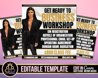 Business workshop, Business Entrepreneur, Boss Babe Women Flyer, Small Business Owner Flyer, Editable Template, Business Social Media flyer