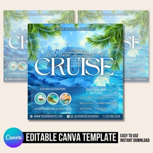 Cruise trip Flyer, Cruise Vacation Business Trip Template Boat Yacht Invitation Editable Canva Invite Party Invitation birthday Social Media