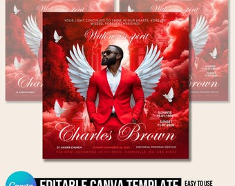Memorial Funeral Announcement Flyer, Funeral Announcement Template, Funeral Invite Invitation, Rest In Peace Editable Flyer Editable Custom