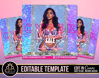 SOCIAL MEDIA FLYER, Cyber Monday sale, Promotion Sale, social media post Canva Editable Template, Canva Template Sale Flyer Cyber Monday diy