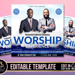 Church Conference Flyer, Editable Template, DIY Church Service Flyer, Sunday Pastor Service Invite, Church Invitation Preacher Church