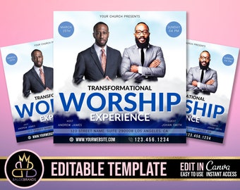Church Conference Flyer, Editable Template, DIY Church Service Flyer, Sunday Pastor Service Invite, Church Invitation Preacher Church